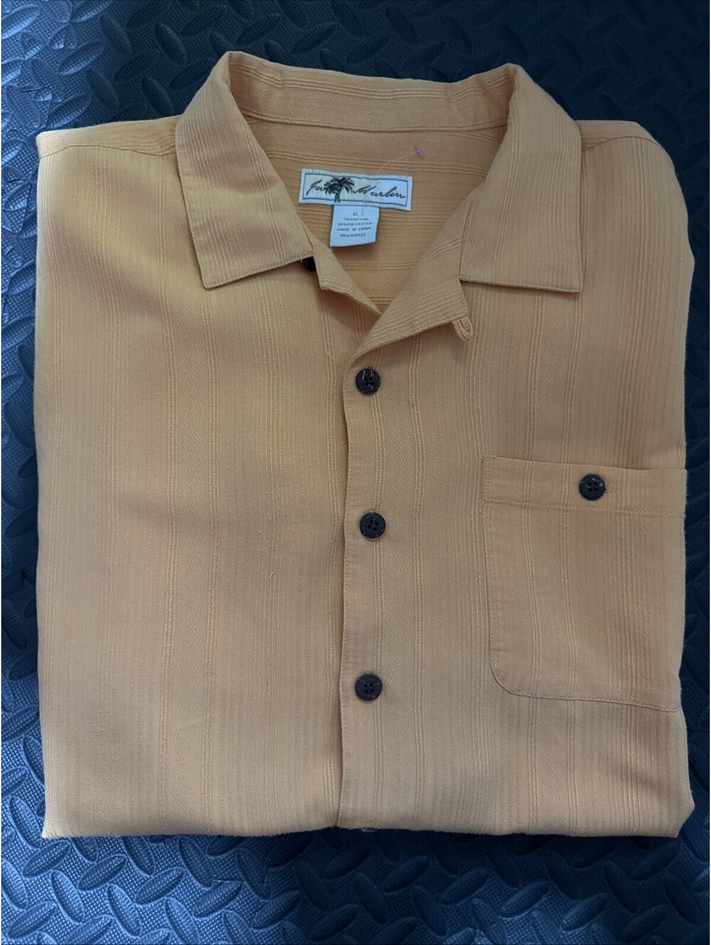 Joe Marlin Mens XL Peach Camp Shirt Rayon Blend Button Front Casual